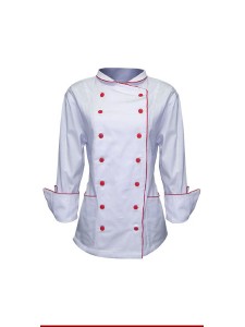 DOLMÃ CHEF DE COZINHA FEMININO COM BOTOES PRETO OU VERMELHO 